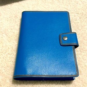 Blue leather writing pad with lined unused notepad